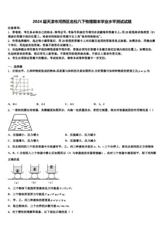 2024届天津市河西区名校八下物理期末学业水平测试试题含解析.doc