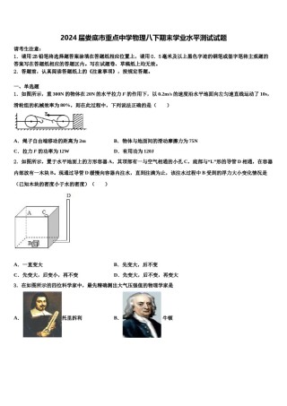 2024届娄底市重点中学物理八下期末学业水平测试试题含解析.doc