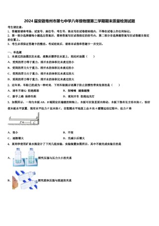 2024届安徽亳州市第七中学八年级物理第二学期期末质量检测试题含解析.doc
