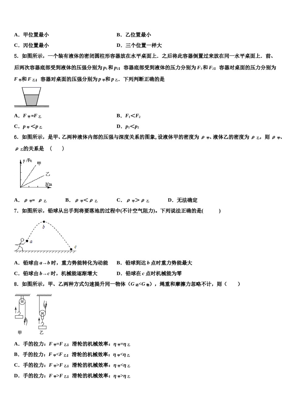 2024届安徽省合肥46中学南校区八年级物理第二学期期末联考模拟试题含解析.doc_第2页