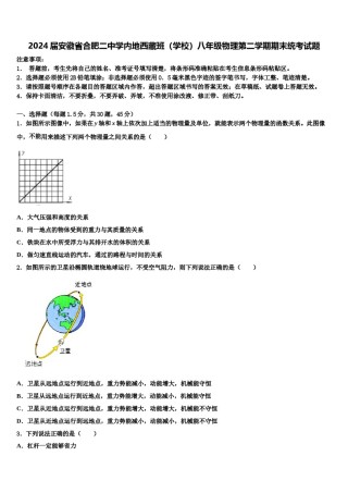 2024届安徽省合肥二中学内地西藏班（学校）八年级物理第二学期期末统考试题含解析.doc