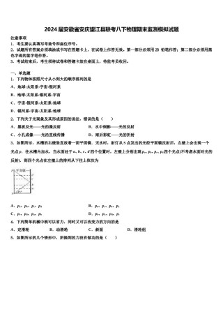 2024届安徽省安庆望江县联考八下物理期末监测模拟试题含解析.doc