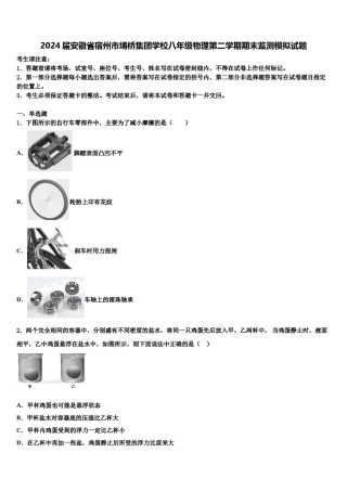 2024届安徽省宿州市埇桥集团学校八年级物理第二学期期末监测模拟试题含解析.doc