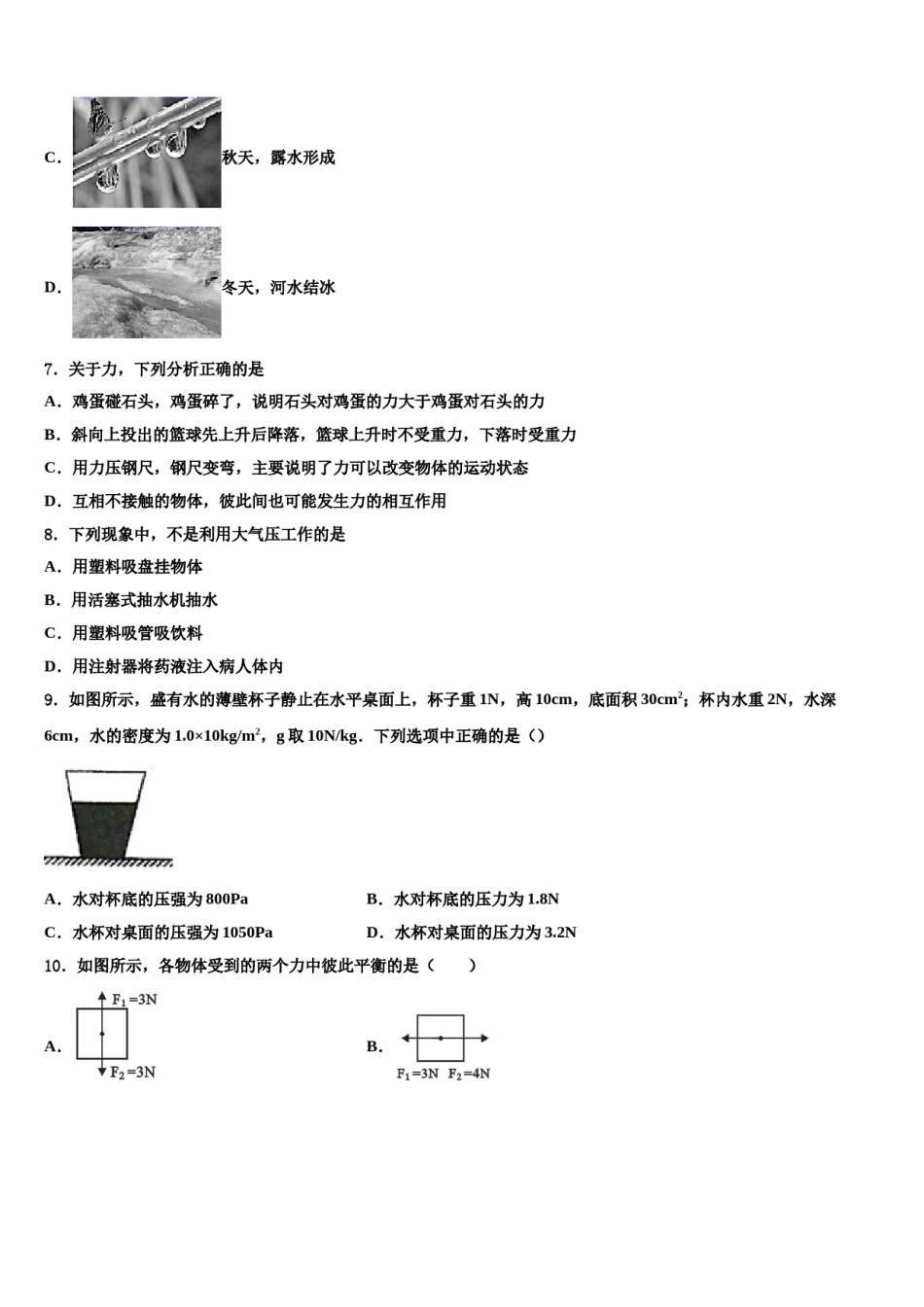 2024届安徽省宿州市宿城一中学八年级物理第二学期期末经典试题含解析.doc_第3页