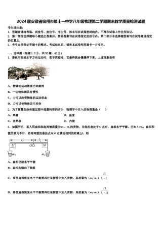 2024届安徽省宿州市第十一中学八年级物理第二学期期末教学质量检测试题含解析.doc