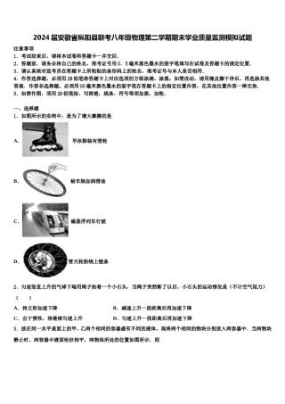 2024届安徽省枞阳县联考八年级物理第二学期期末学业质量监测模拟试题含解析.doc