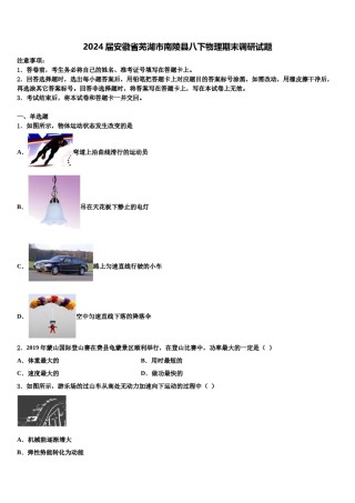 2024届安徽省芜湖市南陵县八下物理期末调研试题含解析.doc