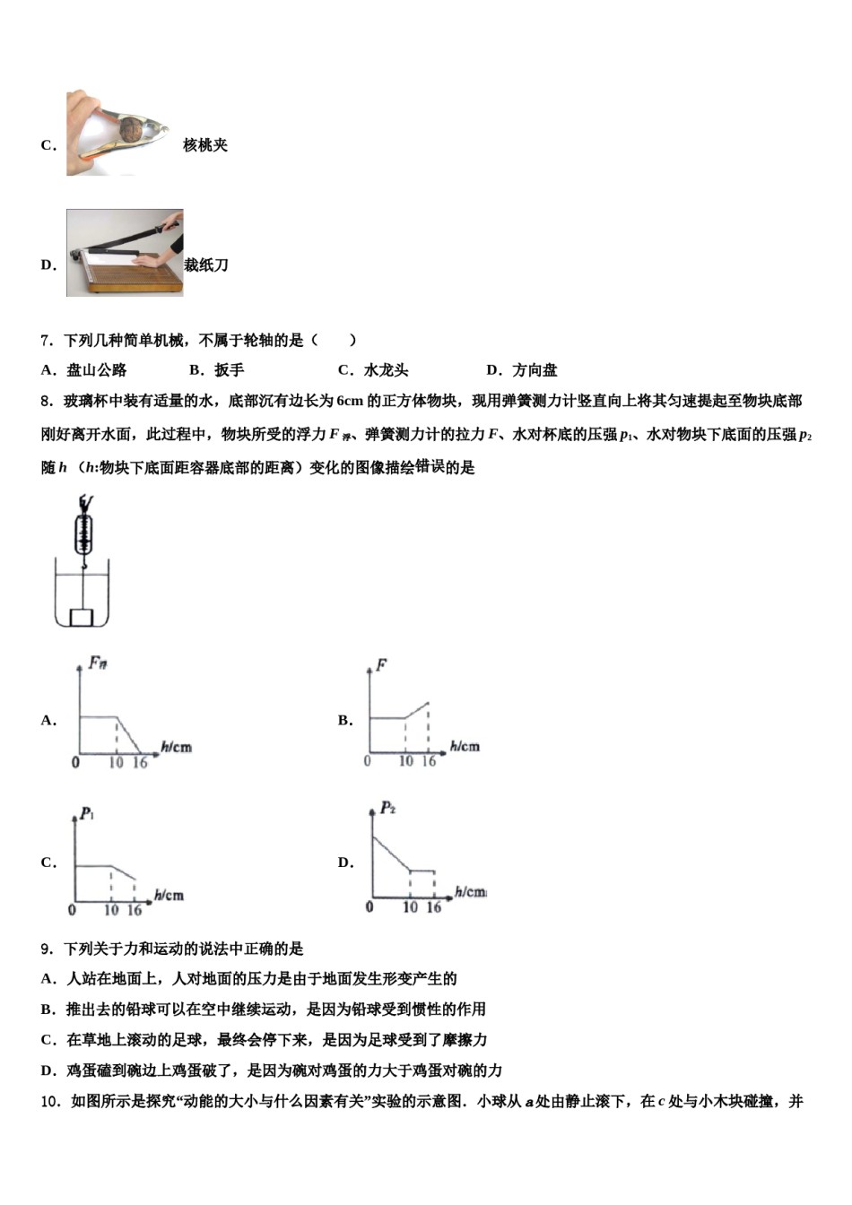 2024届安徽省阜阳市城南中学八年级物理第二学期期末质量跟踪监视试题含解析.doc_第3页
