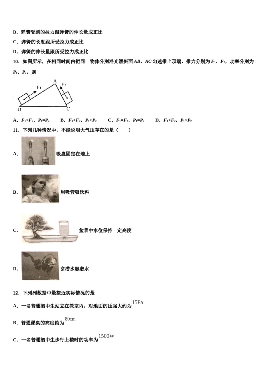 2024届山东潍坊临朐八下物理期末质量检测模拟试题含解析.doc_第3页