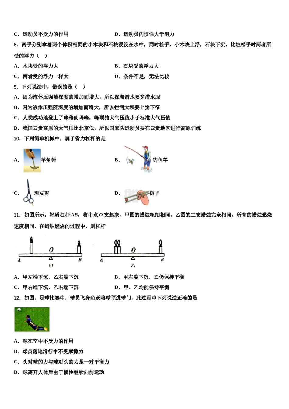 2024届山东省东平实验中学八下物理期末经典试题含解析.doc_第3页