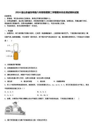 2024届山东省东明县八年级物理第二学期期末综合测试模拟试题含解析.doc