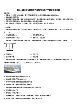 2024届山东省垦利区四校联考物理八下期末统考试题含解析.doc
