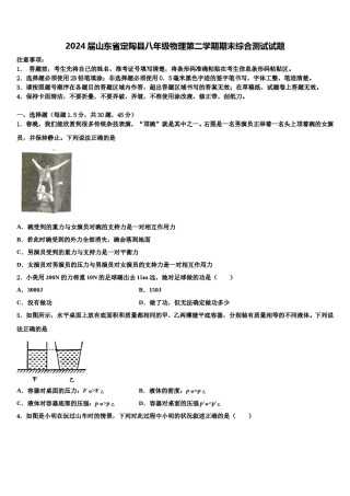 2024届山东省定陶县八年级物理第二学期期末综合测试试题含解析.doc