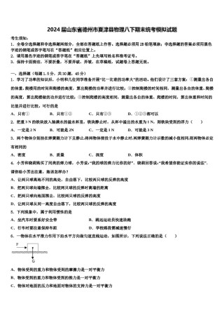 2024届山东省德州市夏津县物理八下期末统考模拟试题含解析.doc