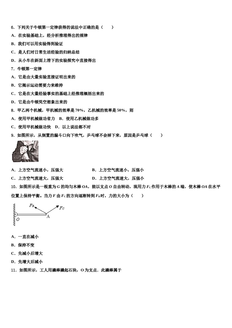 2024届山东省德州市平原县八年级物理第二学期期末教学质量检测模拟试题含解析.doc_第2页