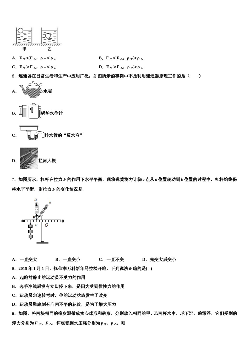 2024届山东省德州市陵城区江山实验学校物理八下期末达标检测模拟试题含解析.doc_第2页