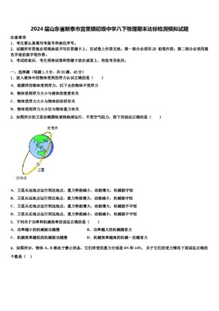 2024届山东省新泰市宫里镇初级中学八下物理期末达标检测模拟试题含解析.doc