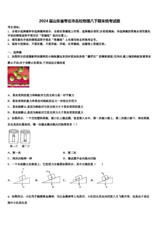2024届山东省枣庄市名校物理八下期末统考试题含解析.doc
