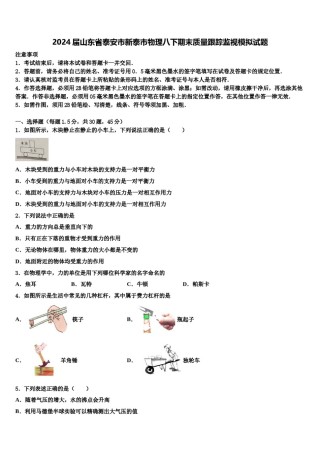 2024届山东省泰安市新泰市物理八下期末质量跟踪监视模拟试题含解析.doc
