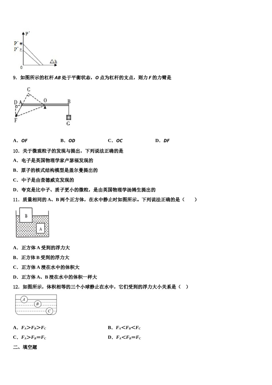 2024届山东省济南市平阴县物理八下期末教学质量检测模拟试题含解析.doc_第3页