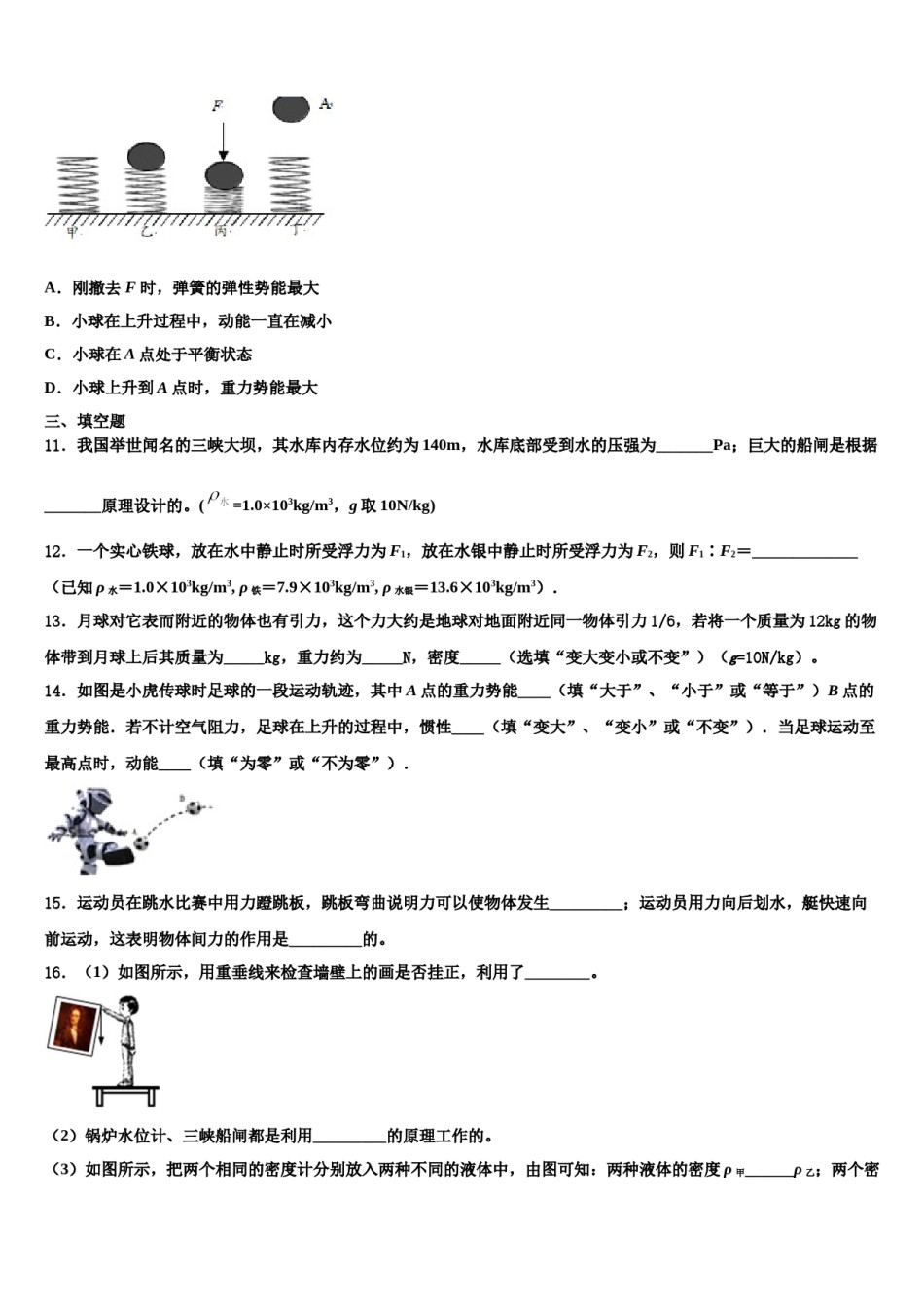 2024届山东省济宁金乡县联考物理八下期末考试试题含解析.doc_第3页
