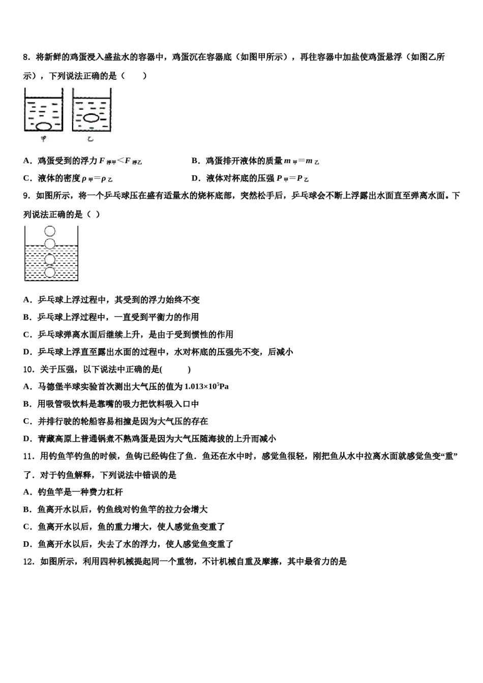 2024届山东省海阳市美宝学校八年级物理第二学期期末监测试题含解析.doc_第3页