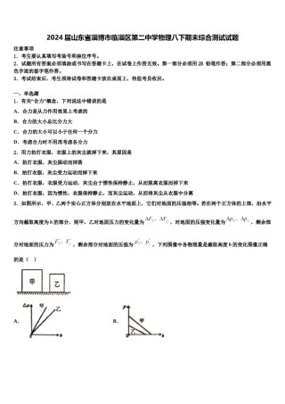 2024届山东省淄博市临淄区第二中学物理八下期末综合测试试题含解析.doc