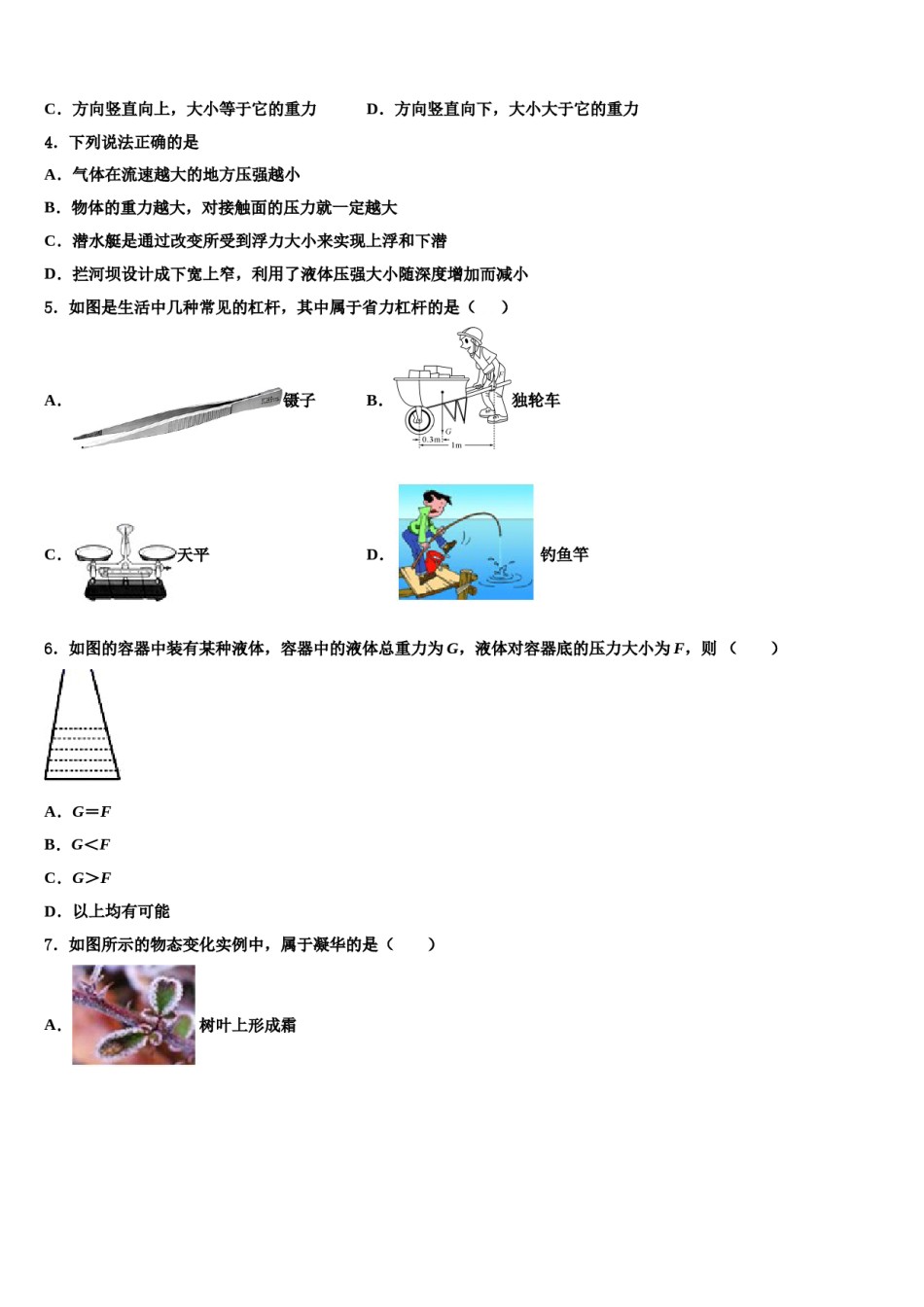 2024届山东省淄博市名校八下物理期末检测模拟试题含解析.doc_第2页