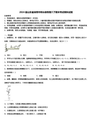 2024届山东省淄博市桓台县物理八下期末考试模拟试题含解析.doc