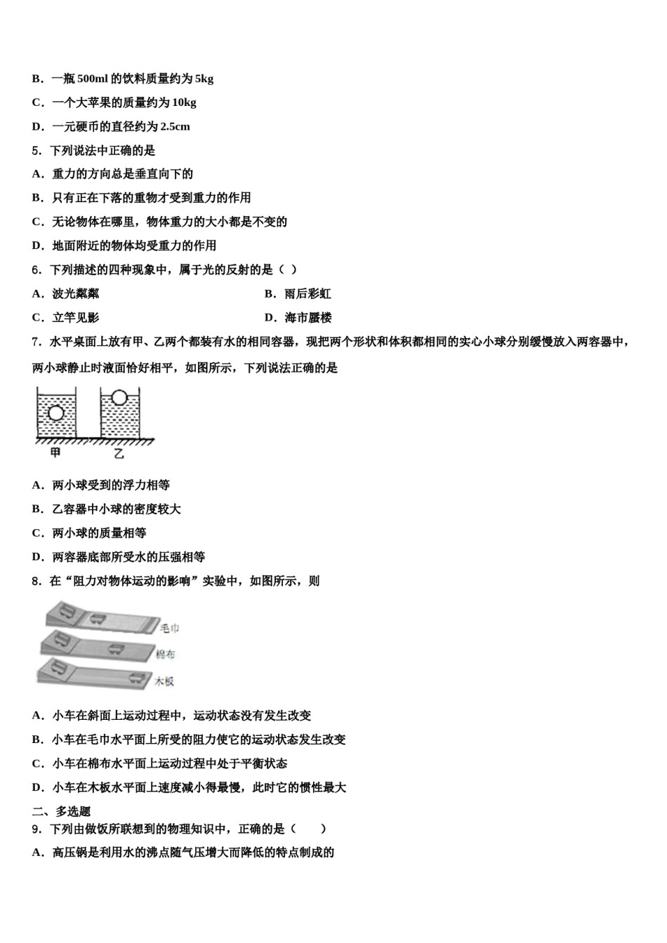 2024届山东省滨州市联考八年级物理第二学期期末质量检测模拟试题含解析.doc_第2页