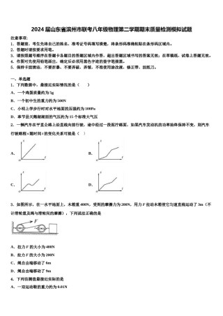 2024届山东省滨州市联考八年级物理第二学期期末质量检测模拟试题含解析.doc