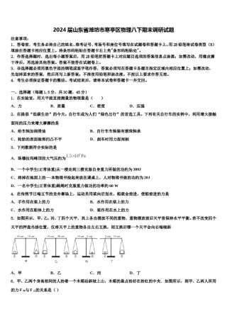 2024届山东省潍坊市寒亭区物理八下期末调研试题含解析.doc