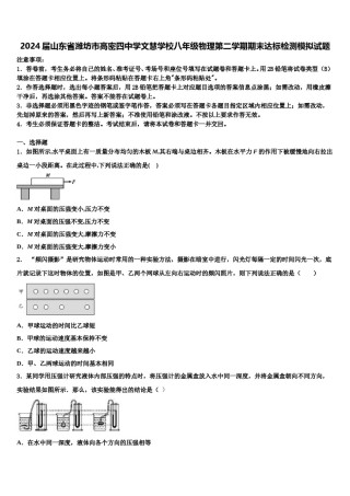 2024届山东省潍坊市高密四中学文慧学校八年级物理第二学期期末达标检测模拟试题含解析.doc