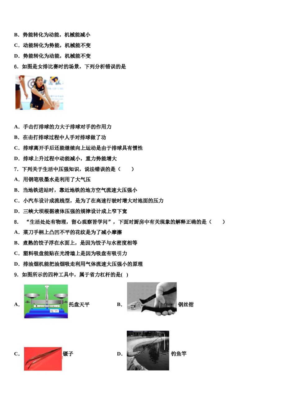 2024届山东省聊城市阳谷县物理八下期末统考模拟试题含解析.doc_第2页