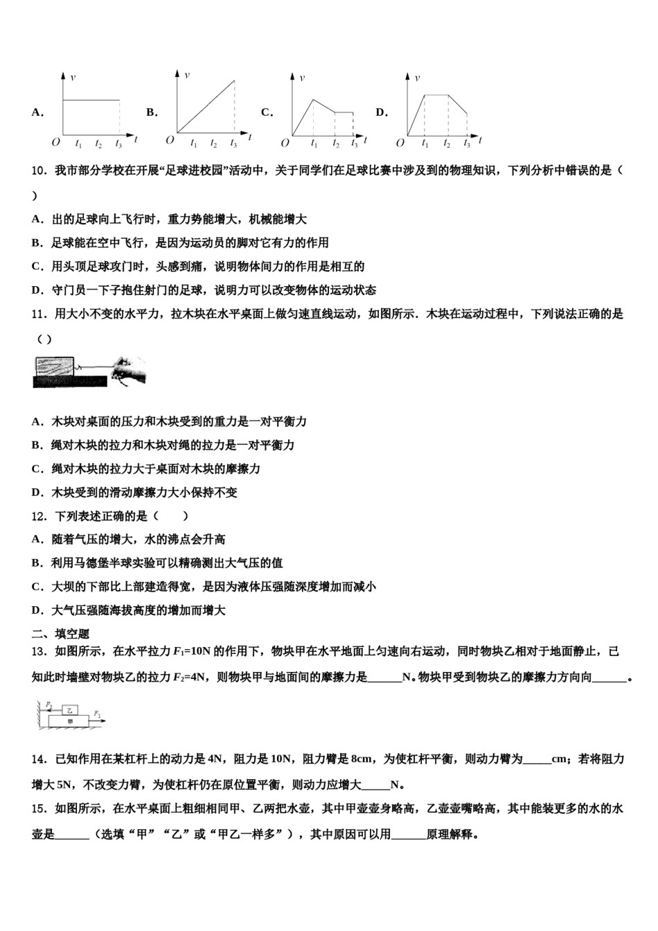 2024届山东省莱芜市物理八下期末质量跟踪监视试题含解析.doc_第3页