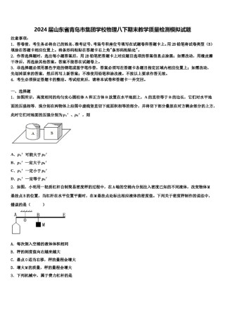 2024届山东省青岛市集团学校物理八下期末教学质量检测模拟试题含解析.doc