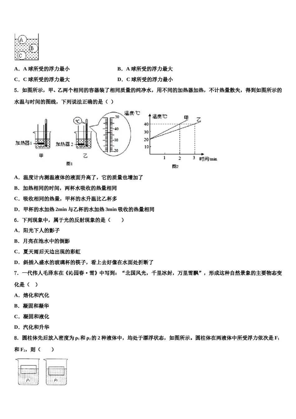 2024届山东省青岛市青大附中八年级物理第二学期期末复习检测模拟试题含解析.doc_第2页