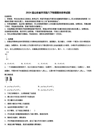 2024届山东省齐河县八下物理期末统考试题含解析.doc