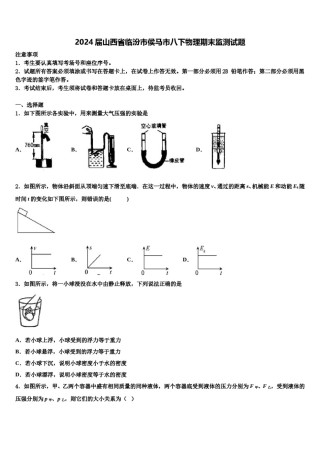 2024届山西省临汾市侯马市八下物理期末监测试题含解析.doc