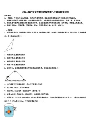 2024届广东省东莞市名校物理八下期末联考试题含解析.doc