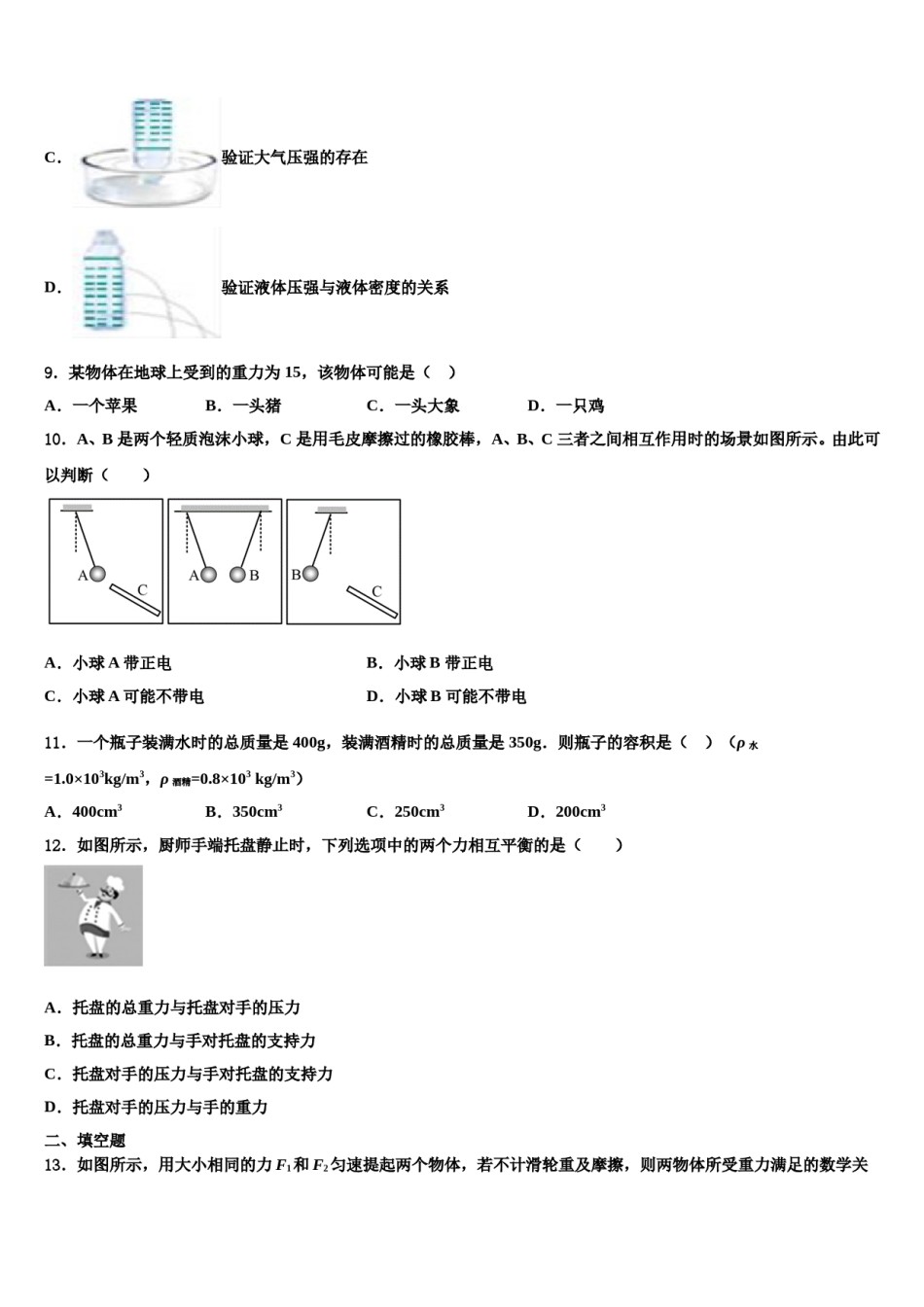 2024届广东省东莞市横沥爱华学校物理八下期末综合测试模拟试题含解析.doc_第3页