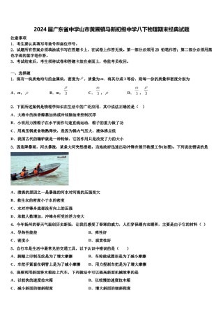 2024届广东省中学山市黄圃镇马新初级中学八下物理期末经典试题含解析.doc