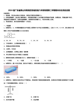 2024届广东省佛山市南海区桂城街道八年级物理第二学期期末综合测试试题含解析.doc