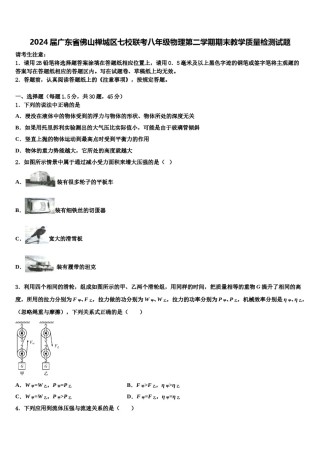 2024届广东省佛山禅城区七校联考八年级物理第二学期期末教学质量检测试题含解析.doc
