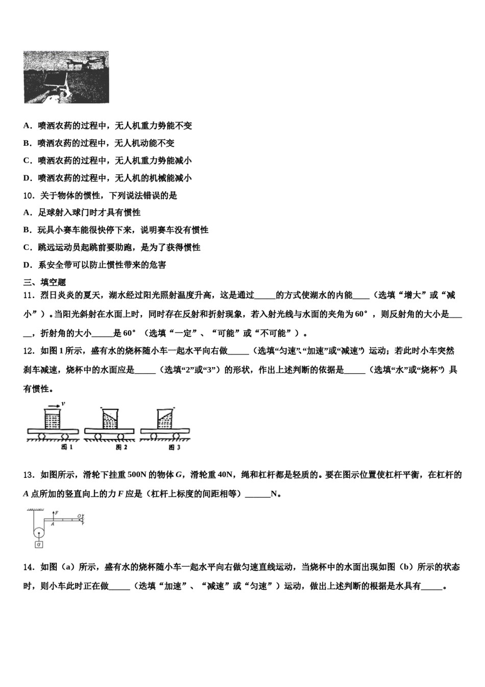 2024届广东省广外大附中八下物理期末质量跟踪监视模拟试题含解析.doc_第3页