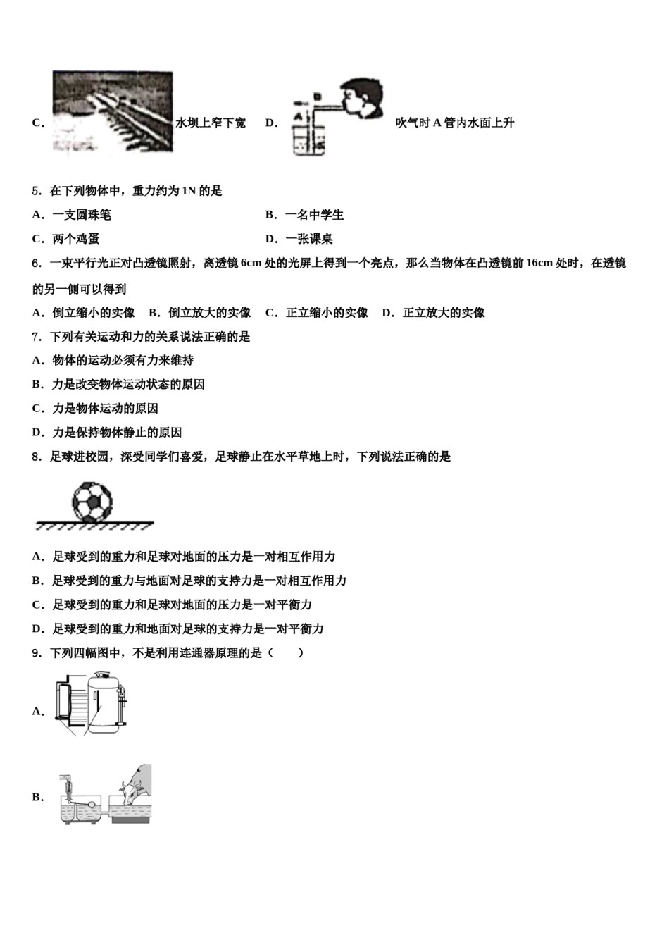 2024届广东省廉江市实验学校物理八下期末预测试题含解析.doc_第2页