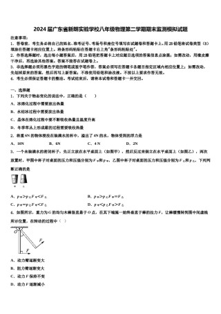 2024届广东省新朗实验学校八年级物理第二学期期末监测模拟试题含解析.doc
