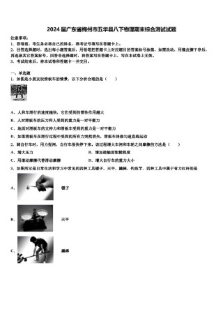 2024届广东省梅州市五华县八下物理期末综合测试试题含解析.doc