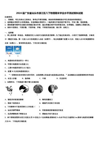 2024届广东省汕头市濠江区八下物理期末学业水平测试模拟试题含解析.doc