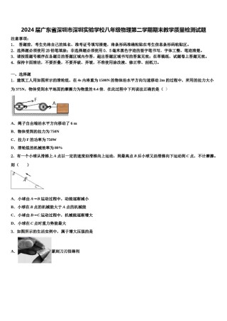 2024届广东省深圳市深圳实验学校八年级物理第二学期期末教学质量检测试题含解析.doc
